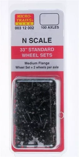 00312000 N Scale Micro-Trains 33″ Standard Wheel Sets (48 Axles)
