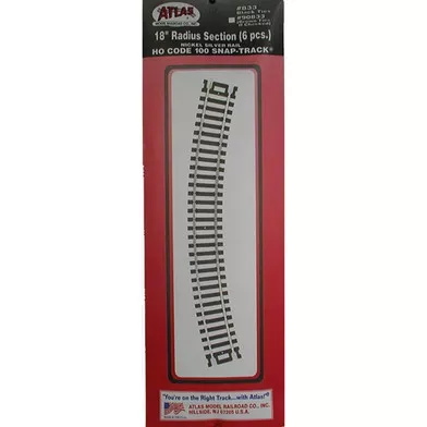 0833 Atlas HO-Code 100 18″ Radius Curved Track