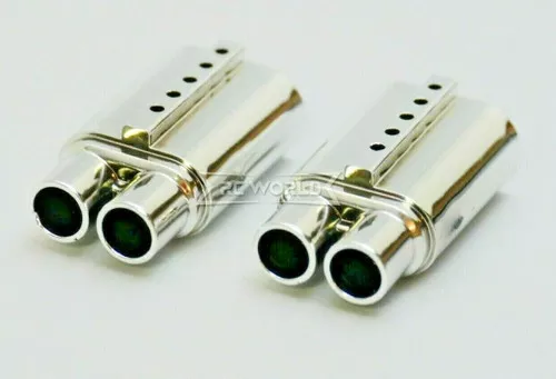 1/10 RC Car QUAD EXHAUST SET ROUND Scale Muffler For Body Shell CHROME