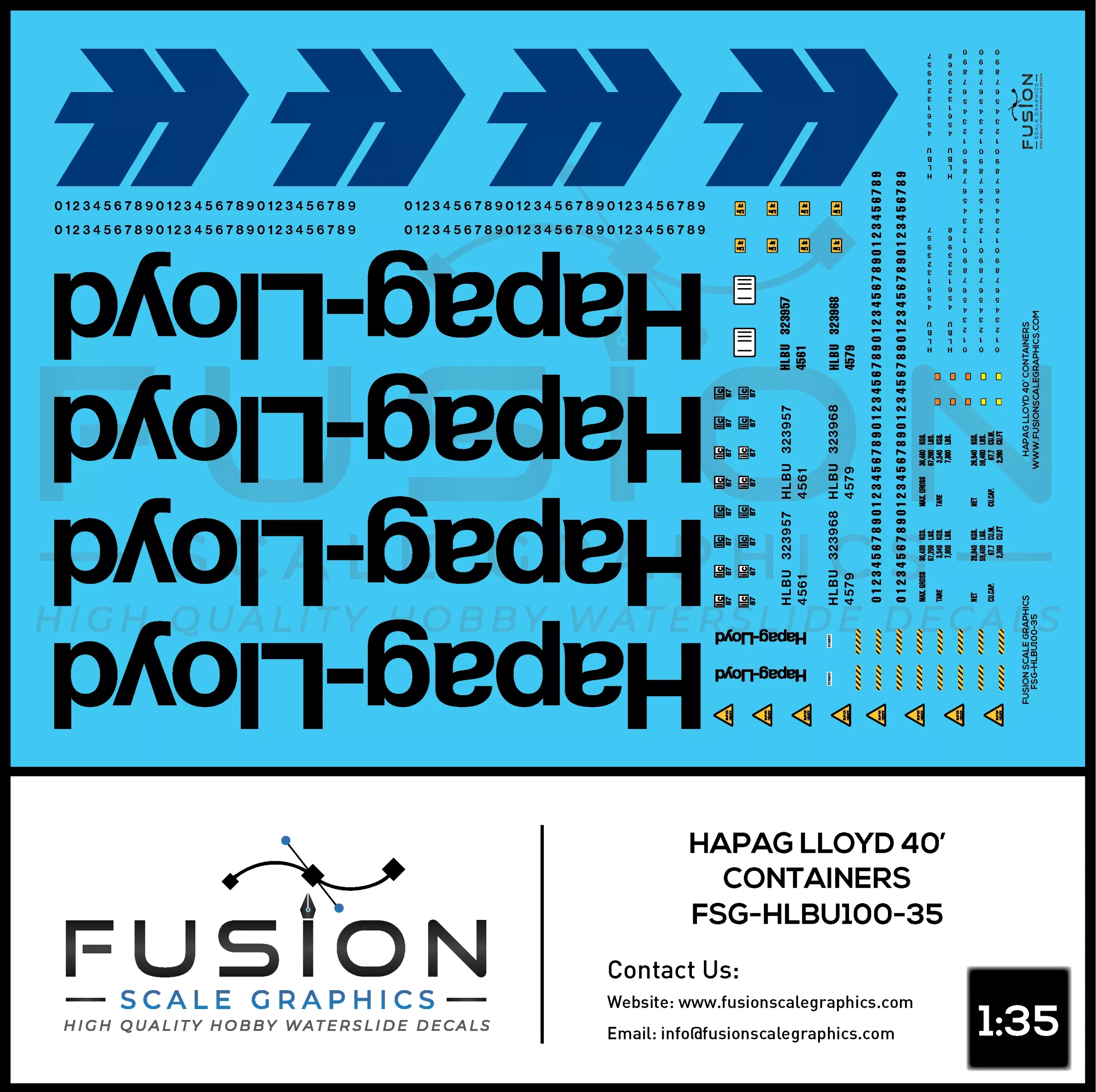 1:35 Scale Hapag-Lloyd 40′ Shipping Container Decal Set