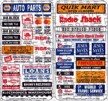 184-50 – Modern Storefront Signs (N Scale)
