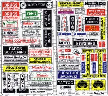 184-54 - "Main St." Storefront Signs II (N Scale)