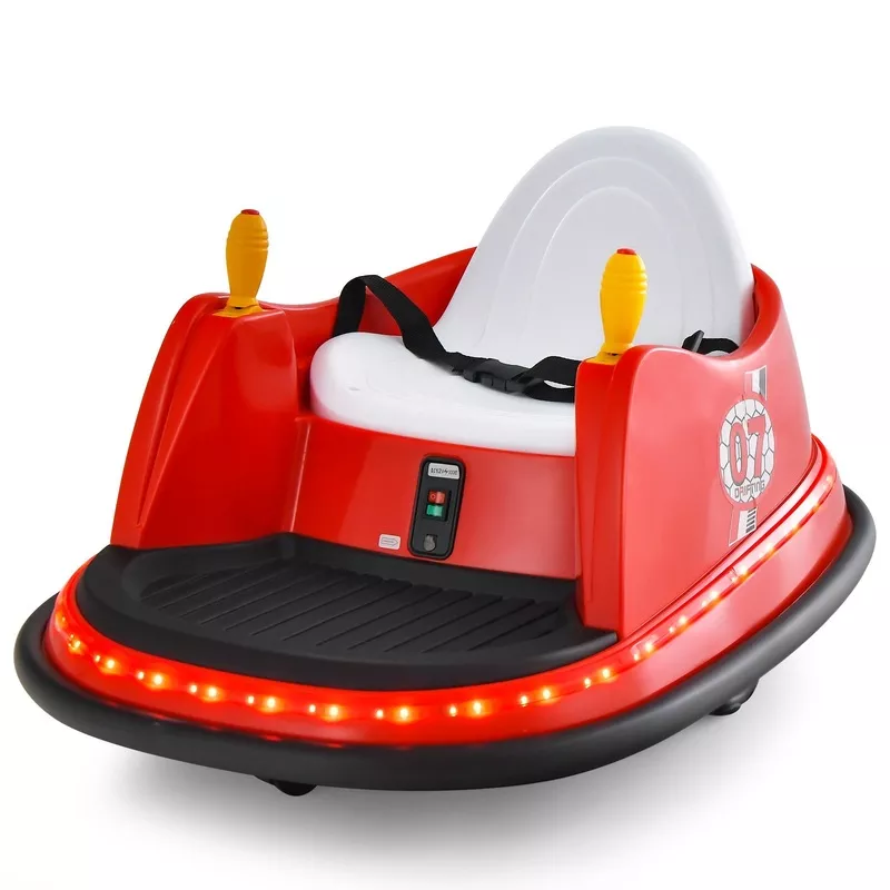 360 Spinning Red Bumper Car for Kids with Remote Control – 12V Ride-On Vehicle