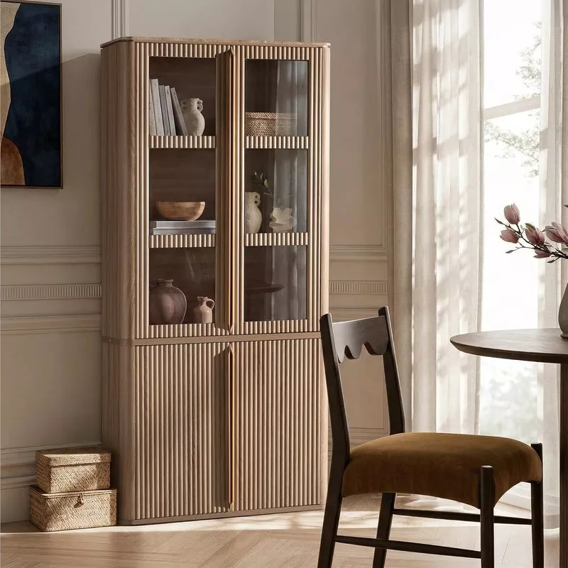 77″ Tall Storage Cabinet with Glass Doors