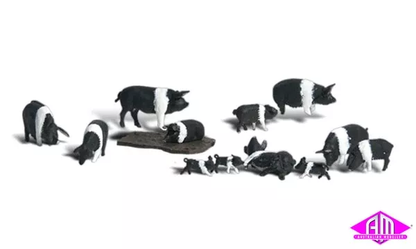 A1864 – Scenic Accents – Hampshire Pigs (HO Scale)