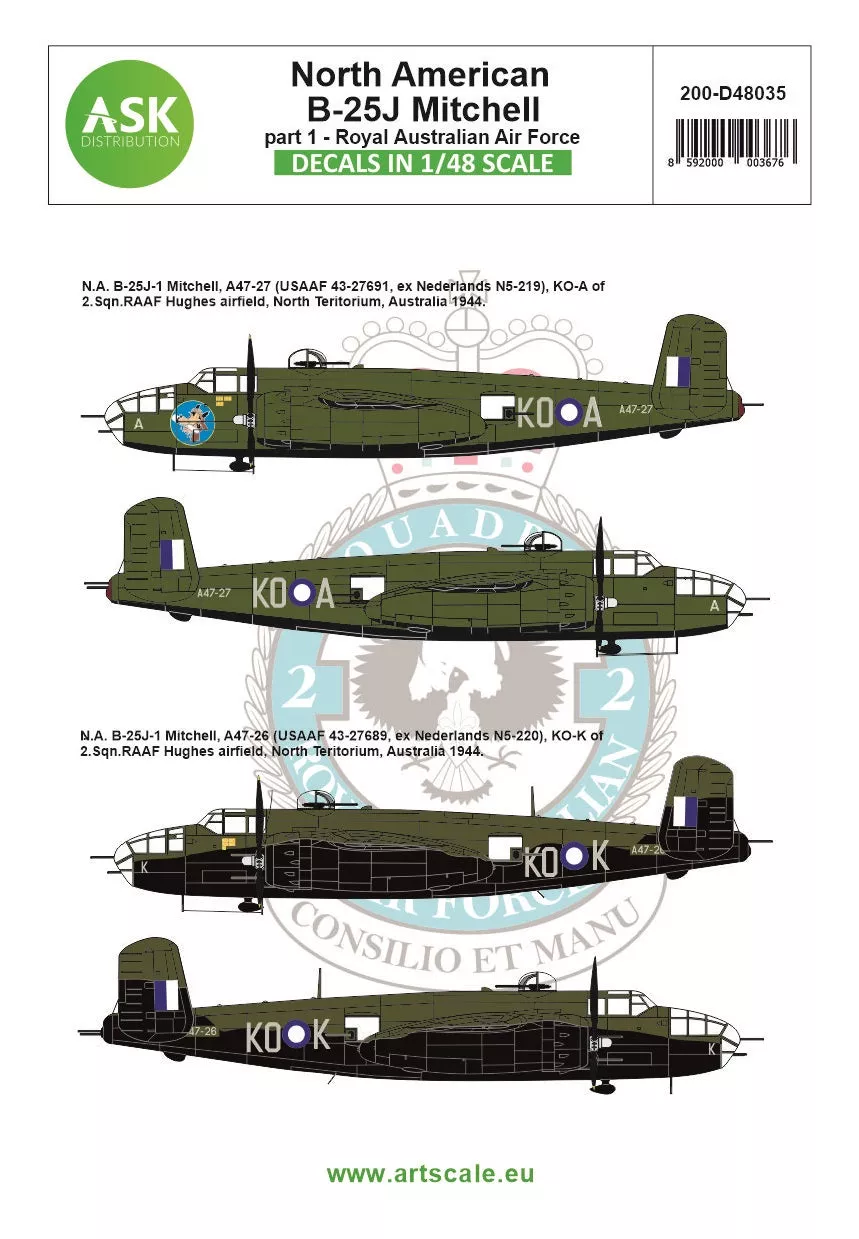Art Scale 200-D48035 1:48 North-American B-25J Mitchell part 1