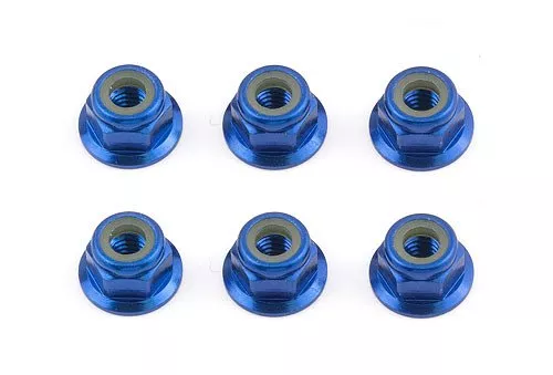 ASC31551FT Locknuts, M4 flanged, blue aluminum (Team Associated)