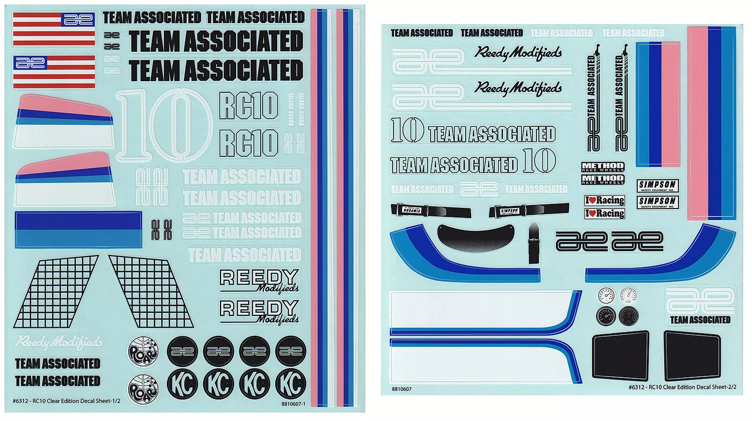 ASC6312RC10CC Decal Sheet (Team Associated)