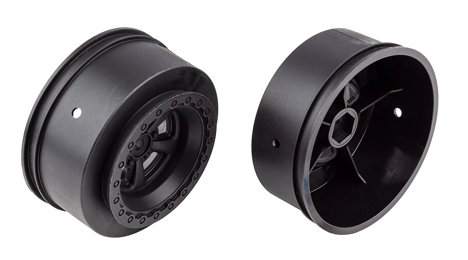 ASC71078Black Rear DR10 Drag Racing Wheels (2) (Team Associated)