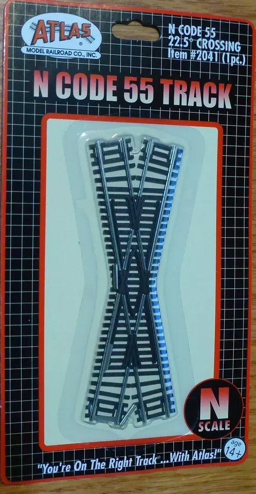 Atlas 2041 N Scale Code 55 22.5 Degree Crossing Track