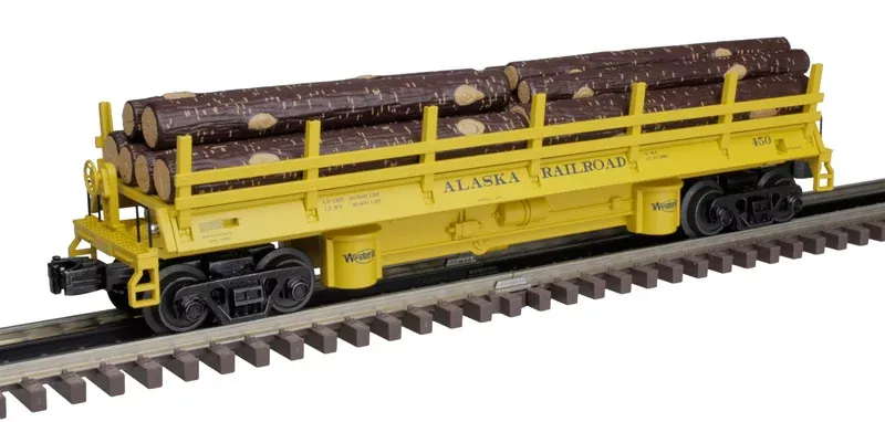 Atlas 3001161-1 Alaska (Yellow/Blue) OPERATING LOG DUMP CAR #450 3 RAIL O SCALE NEW