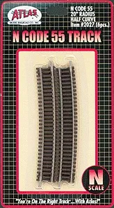 Atlas N 2027 Code 55 Track 20" Radius 1/2 Curve (6)
