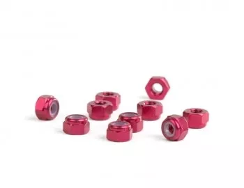 AVN-M3-AL-REDRed Aluminum 3mm Locknuts (10) (Avid RC)