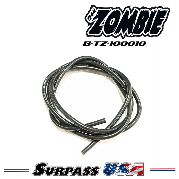 B-TZ-100010 Team Zombie Silicon Wire 12 awg – Black (1 Meter) (Team Zombie)