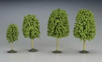 Bachmann 32106 N Scale SceneScapes(TM) Layout-Ready Trees — Deciduous Trees 2-3″ pkg(4)