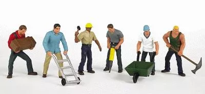 Bachmann 33105 HO Scale SceneScapes(TM) Figures — Construction Workers pkg(6)