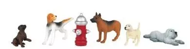 Bachmann 33158 O Scale SceneScapes(TM) Dogs — With Fire Hydrant pkg(6)