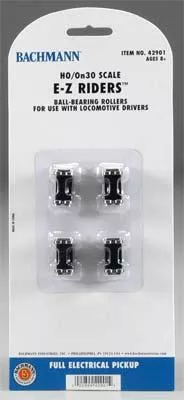 Bachmann 42901 HO Scale Display/Test Stand Rollers – E-Z Riders(TM) — Rolling with Ball Bearings for Powered Axles pkg(4)