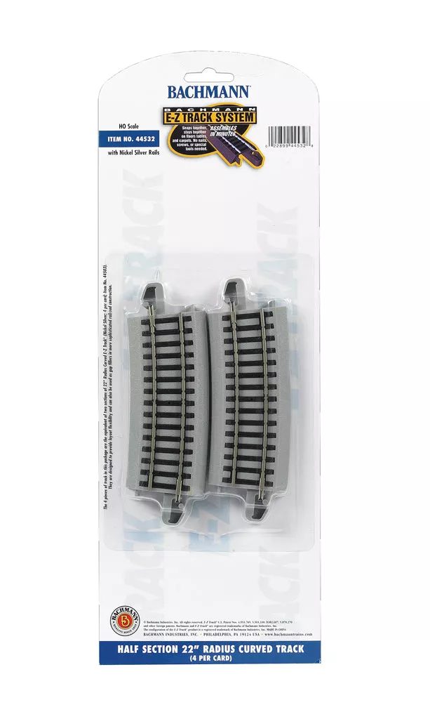 Bachmann 44532 HALF SECTION 22" RADIUS CURVED (HO SCALE) NEW