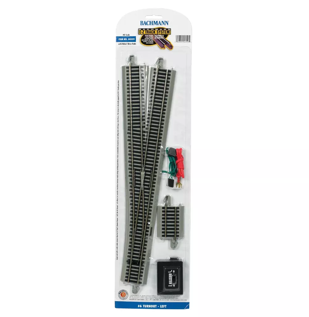 Bachmann 44559 HO Scale E-Z Track #6 Left Hand Turnout
