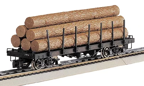 Bachmann Silver Series HO 18332 ACF 40' Log Car with Logs, 1906-1935 Version