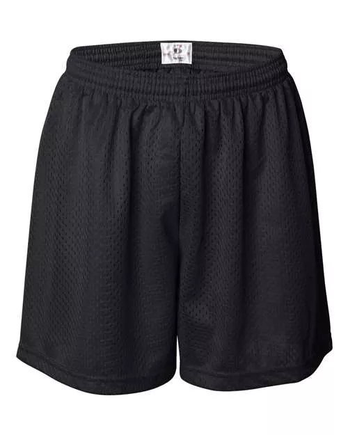 “Badger 7216 Women’s Pro Mesh 5″ Shorts with Solid Liner”
