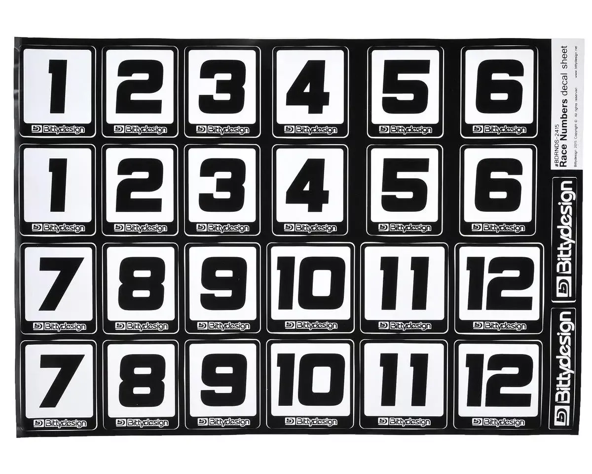 BDYRNDS-2415Bittydesign Race Number Decal Sheet (34x24cm) (Bittydesign)