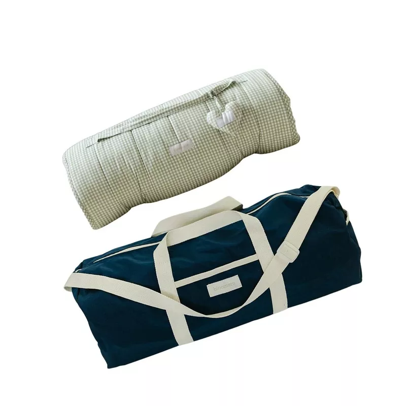BLOOMERENap Mat Set (Green Gingham Navy Bag)