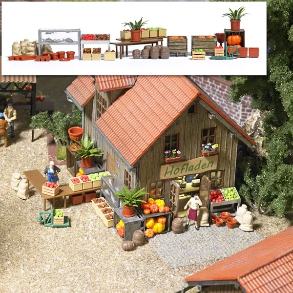 Busch 1075 HO Scale Farm Shop Detail Set