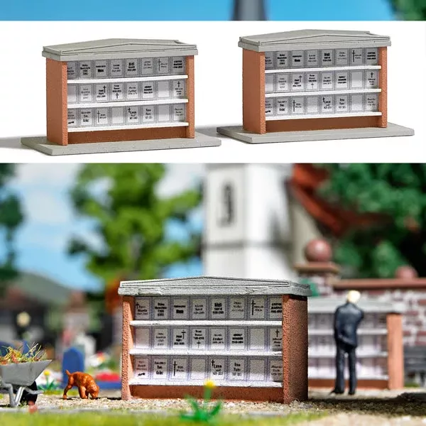 Busch 1093 HO Scale Cemetery Columbariums - Kit -- pkg(2)