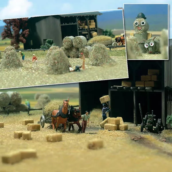 Busch 1212 HO Scale Hay Bale Set -- Assembled