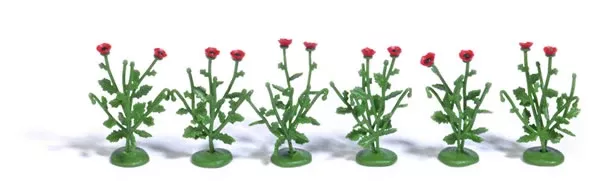 Busch 1248 HO Scale Poppy Plants - Assembled -- pkg(6)