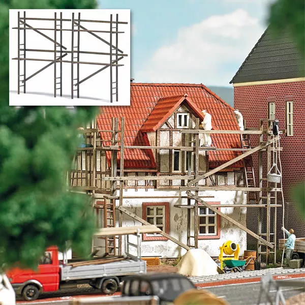 Busch 1372 HO Scale Wood Scaffolding - Laser-Cut Kit