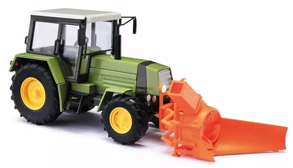 Busch 50419 HO Scale 1984 Fortschritt ZT323 Farm Tractor with Snowblower - Assembled -- Green, White