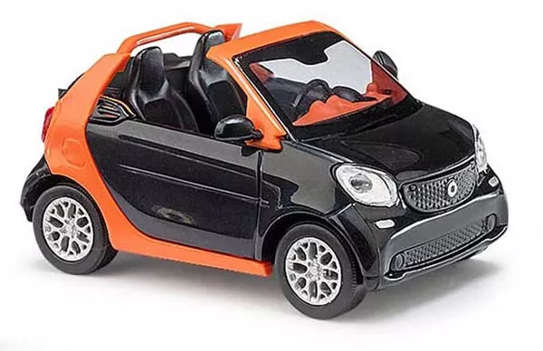 Busch 50774 HO Scale 2015 Smart Fortwo Convertible - Assembled - CMD Collection -- Black, Orange