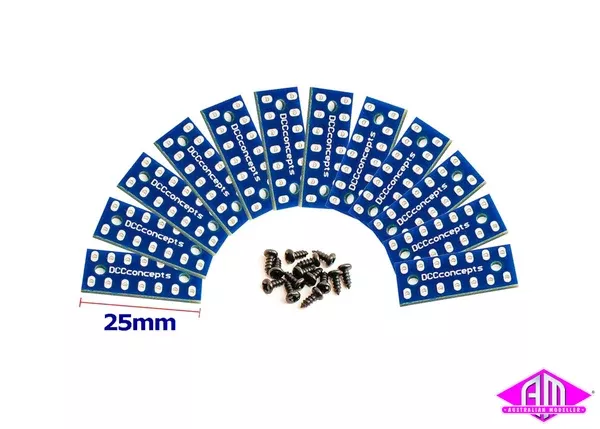 DCC Concepts DCW-12PCB – Installation PCBs 25x10mm (w/Screws) (12 Pack)