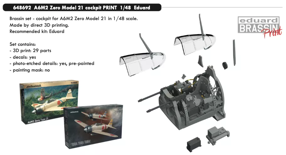 Eduard Brassin ED648692 1:48 Mitsubishi A6M2 Zero Model 21 cockpit