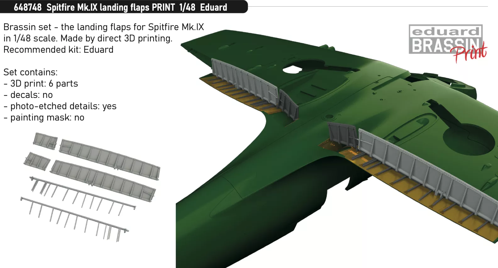 Eduard Brassin ED648748 1:48 Supermarine Spitfire Mk.IX landing flaps