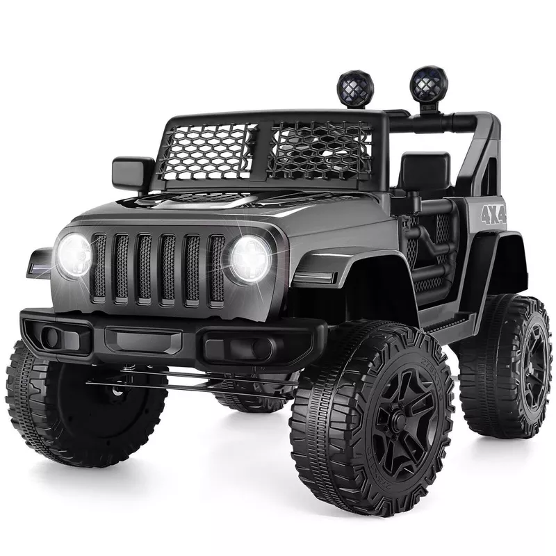 Electric Ride-On Truck for Kids with Remote Control, MP3 Player, LED Lights, and 12V Battery Black