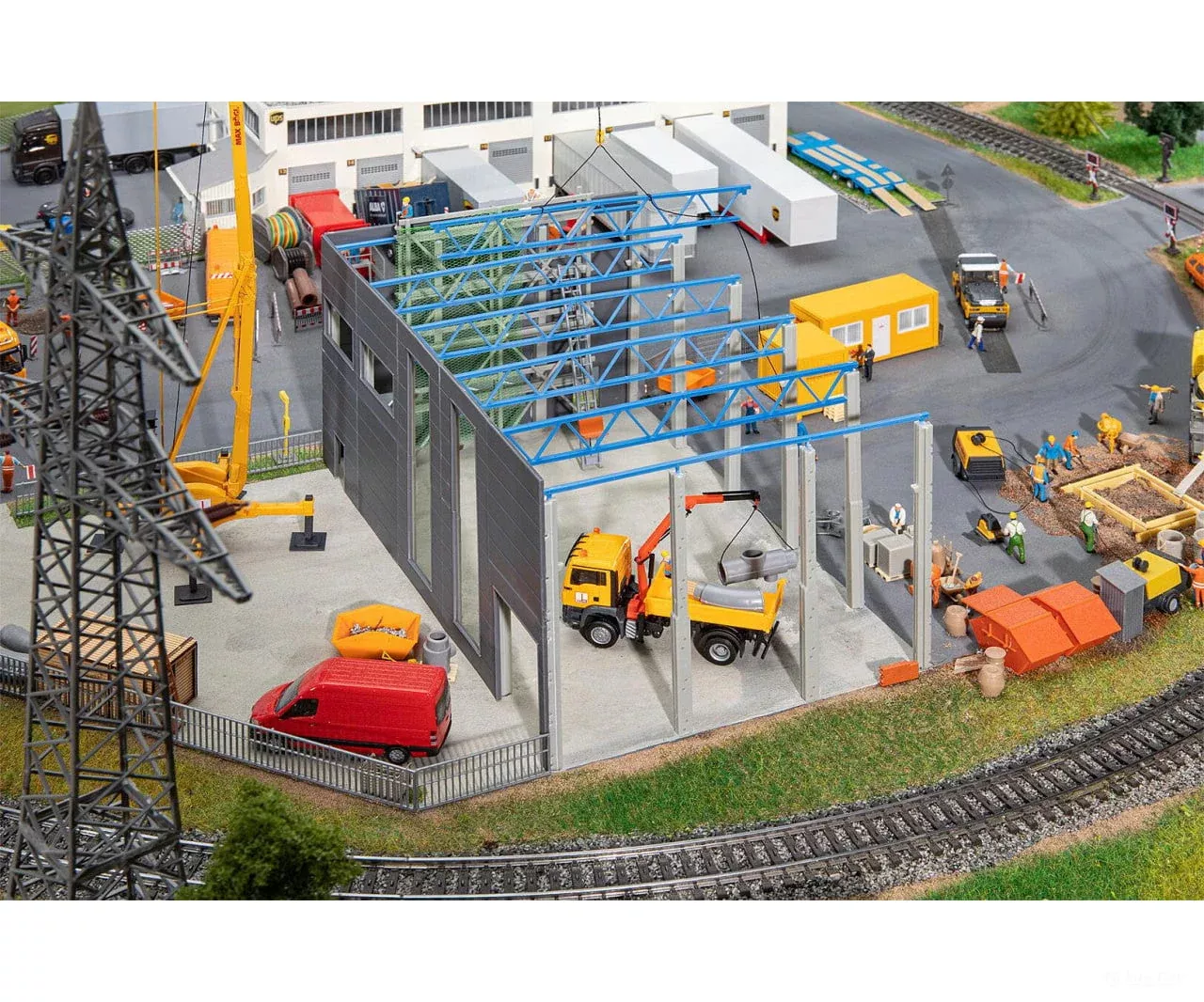 Faller 130892 HO System building Industry hall under construction