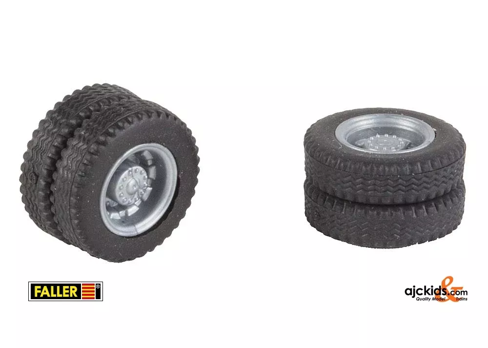 Faller 163115 - 2 complete wheels (rear axis) for bus Mercedes-Benz Citaro