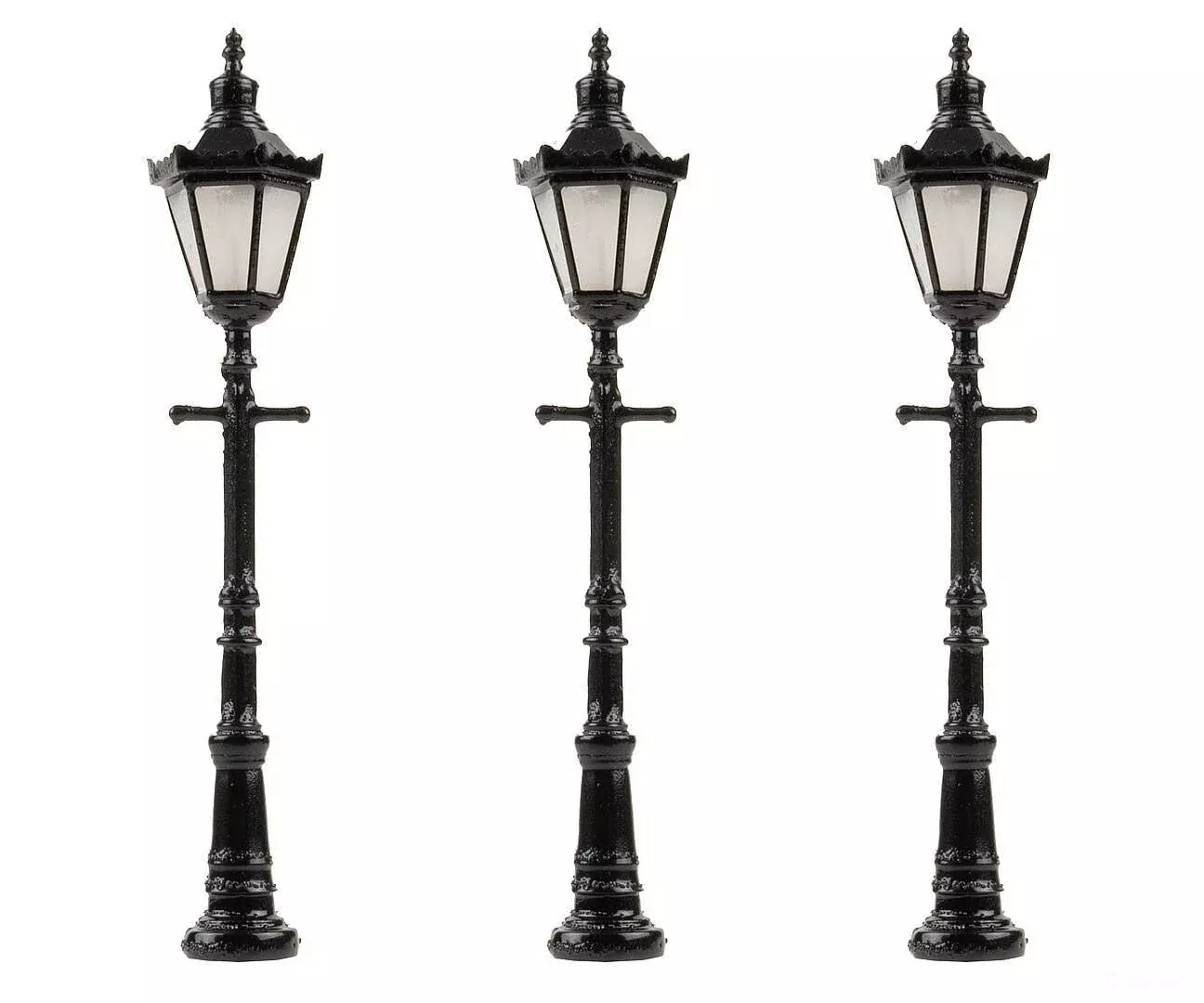 Faller 180112 HO LED Park lights, hexagonal lamps with decorative crown, warm white, 3 pieces