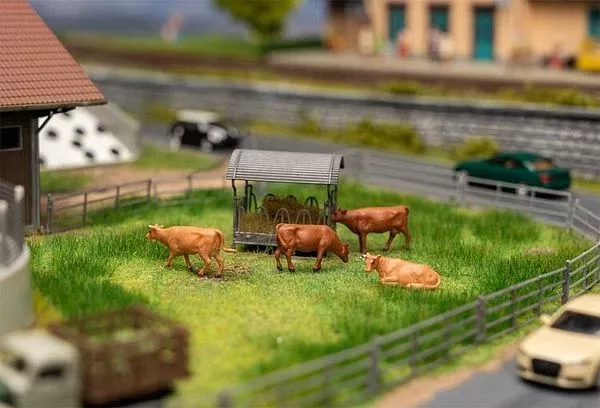 Faller 180235 HO Scale Cows with Sound Module and Speaker — pkg(4)
