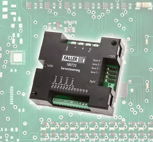 Faller 180725 A Scale Servo Control for 4 Servos — 16V AC, Analog or Digital/DCC Control