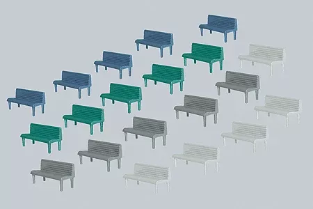 Faller HO 180441 Benches (assorted colors) (20)