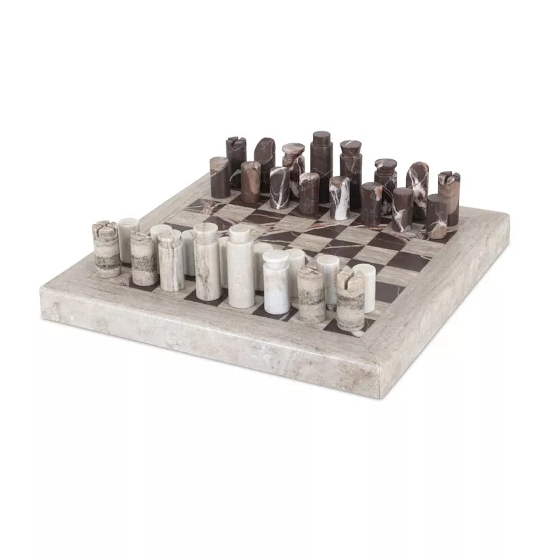 Four Hands Stone Chess Set – Antique White Marble