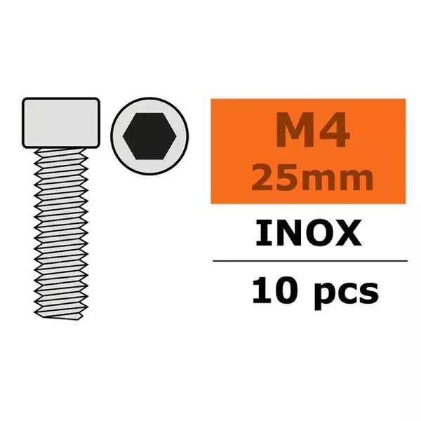 G-Force 0200-019 Socket Head Screw M4x25 Inox (10pcs)