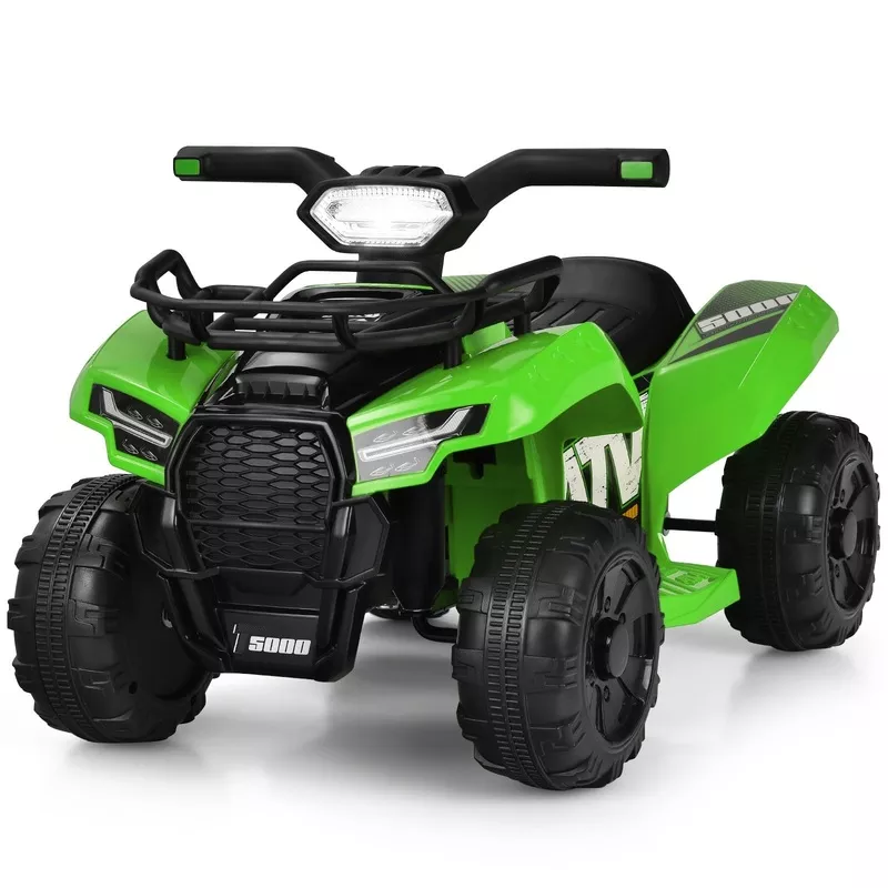 Green 6V Electric ATV Quad Ride-On Car Toy for Toddlers with LED Lights and MP3