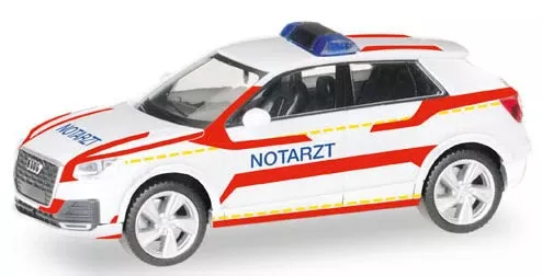 Herpa 93361 HO Scale Audi Q2 – Assembled — First Responder (white, red, German Lettering)