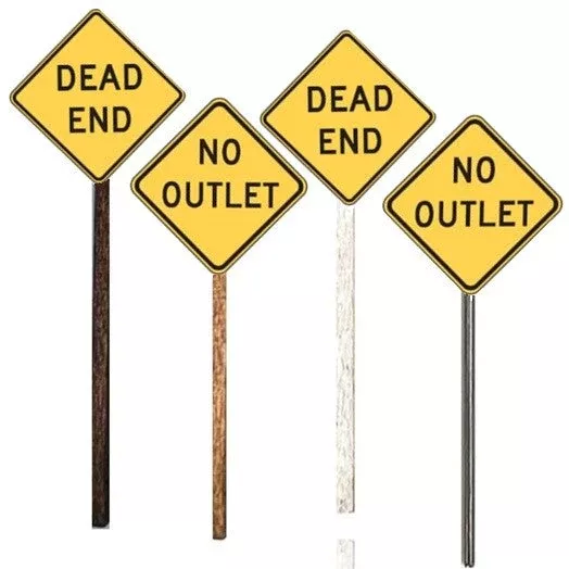 HO Scale – No Outlet OR Dead End Signs – 2 Pack